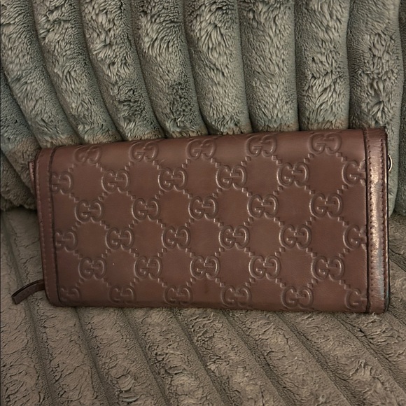 Gucci Vintage Bifold Long Wallet Crossbody Guccissima Embossed GG Leather 4-Way - Picture 8 of 17